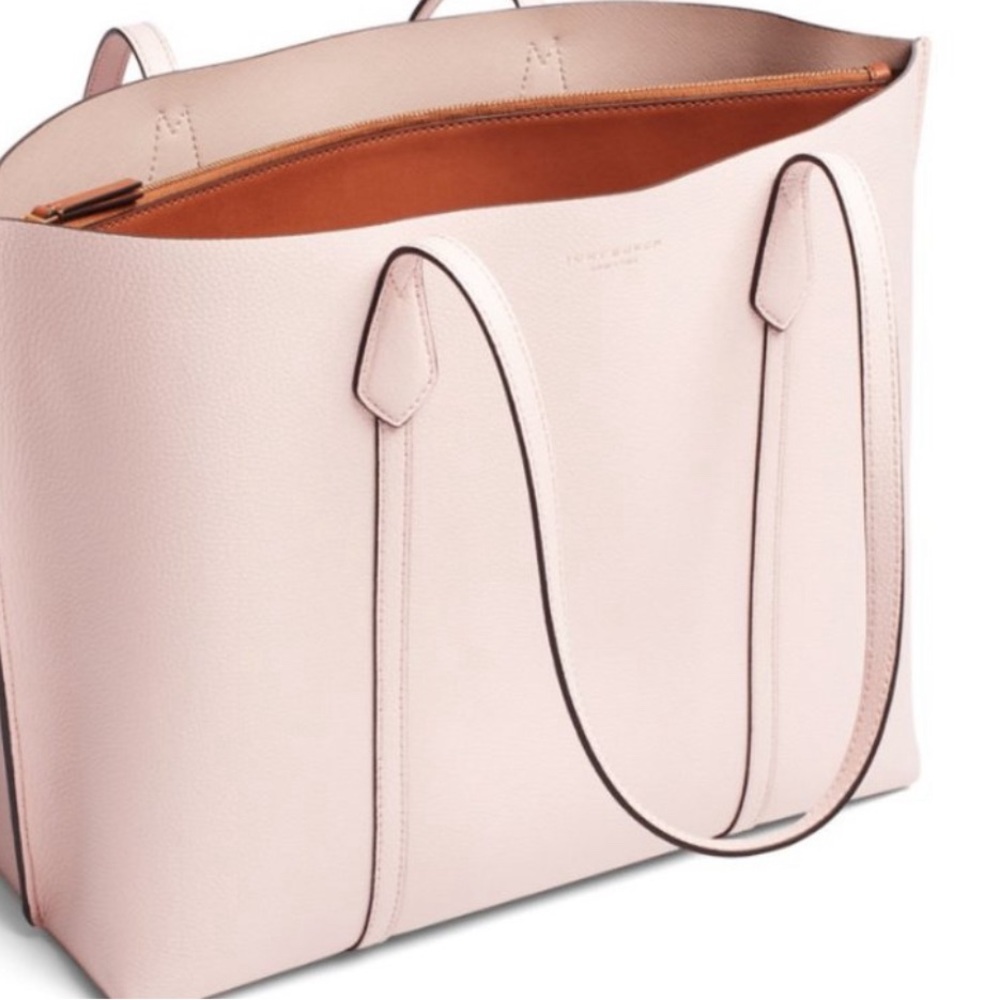Tory Burch Perry Triple Compartment Tote Bag in Pink Textured Leather - Picture 13 of 14